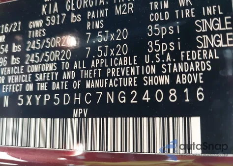 2022 Kia Telluride Sx from USA, damaged, VIN 5XYP5DHC7NG240816